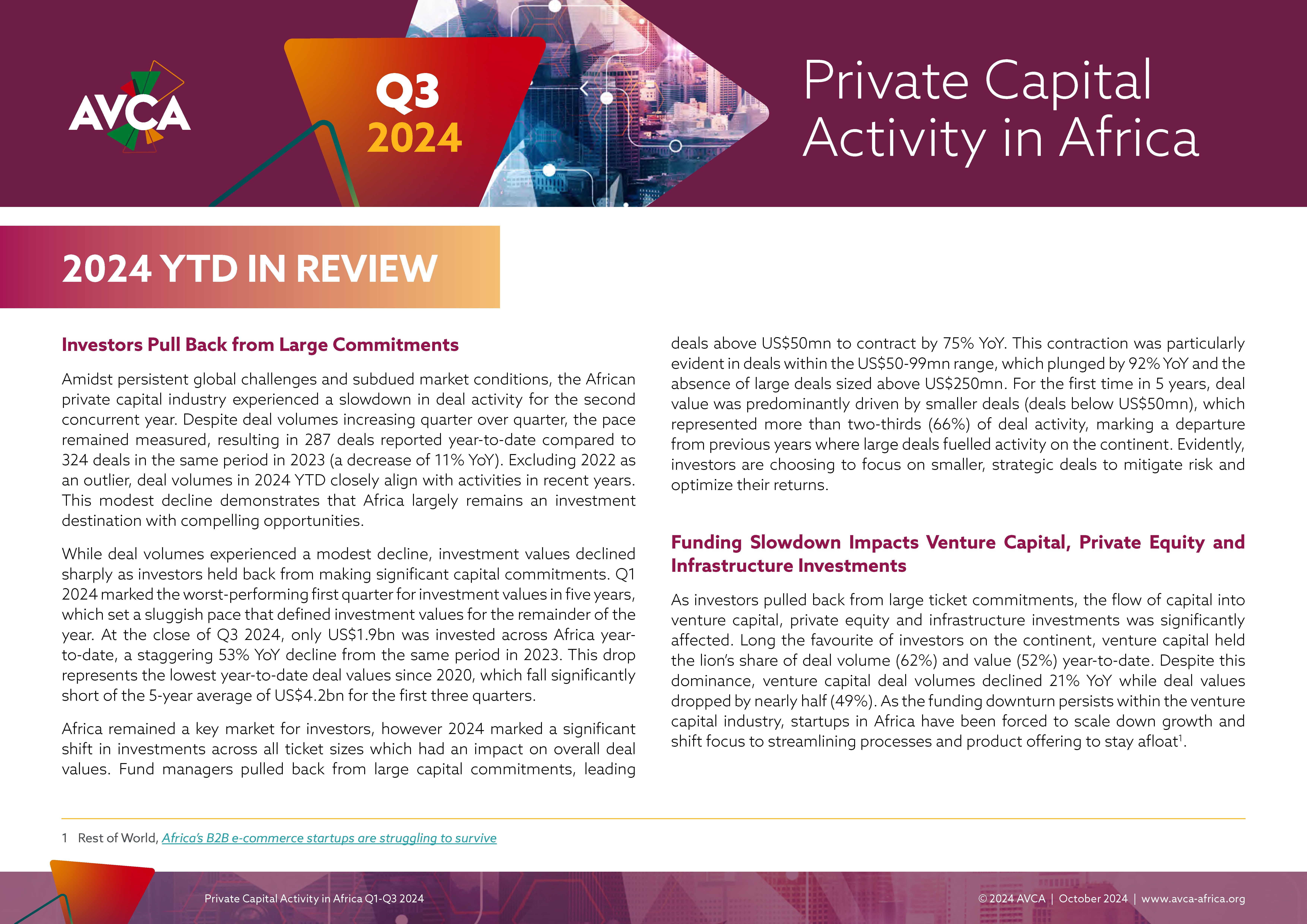 Q3 2024 Private Capital in Africa Activity Report cover